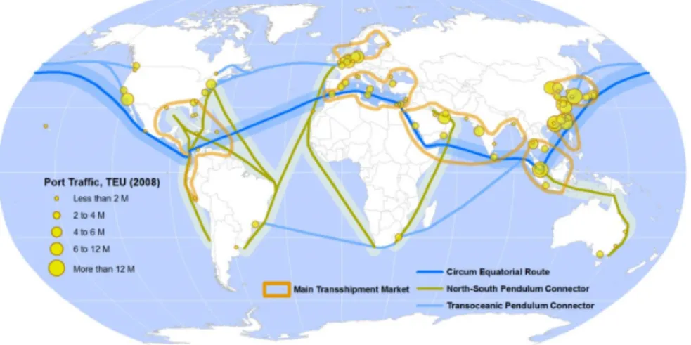 Figura 4 – Sistema Global de transporte marítimo de mercadorias  Fonte: Rodrigue (2010) 