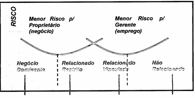 Gráfico 2 - Risco e diversificação para acionista. Fonte: HITT,IRELAND E HOSKISSON, 2002, p