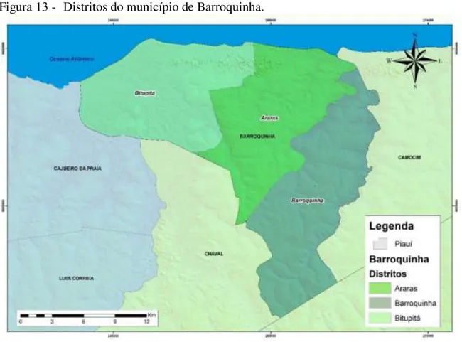 Figura 13 -  Distritos do município de Barroquinha. 
