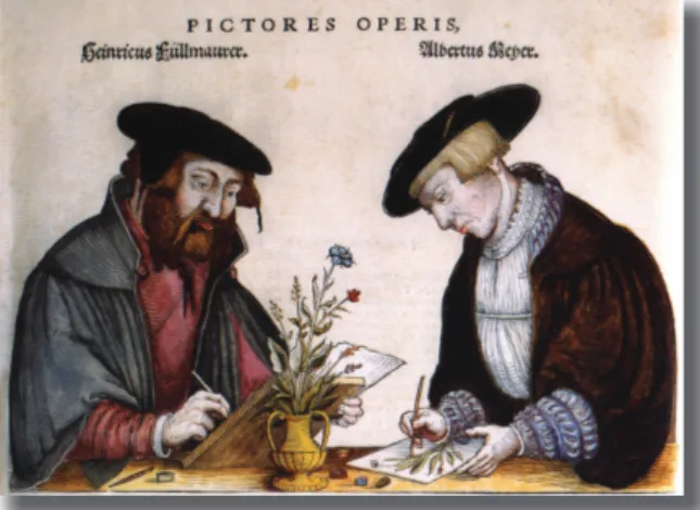 Fig. 1 - Gravura do século XVI -  Ilustradores botânicos. 