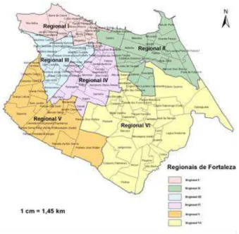 Figura 2 - Mapa das seis Secretarias Executivas Regionais de Fortaleza-Ceará (SER) 