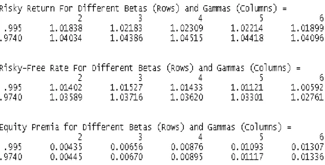 Figure 4: Results of the Simulation of the Model Based on the Parameters Derived From the 1992:1 -2004:2 Sample.
