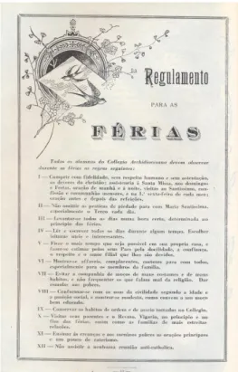 Figura 19. Regulamento para as férias. Revista Echos de 1924. 