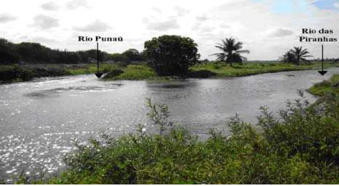 Figura 13 – Encontro dos rios Punaú e das Piranhas no município de Rio do Fogo/RN