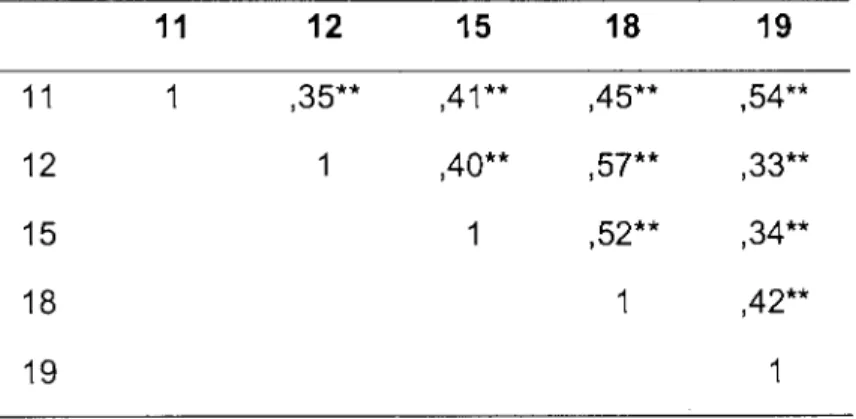 Tabela  í6.  lnter-correlações  dos itens  do  factor  Fechamento/Acessibilidade  (N=254)