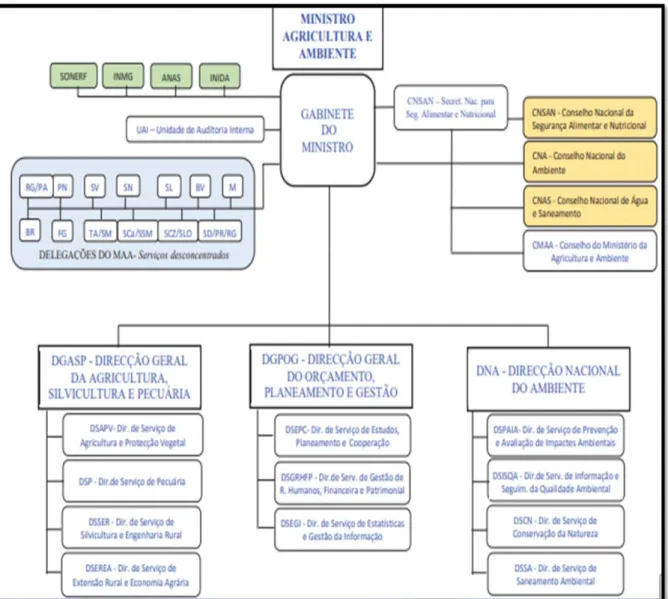 Figura 1: Organigrama do Ministério da Agricultura e Ambiente (Boletim Oficial; 2016)