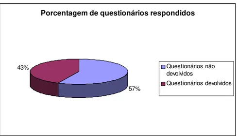 Gráfico 01 – Porcentagem de questionários respondidos. 