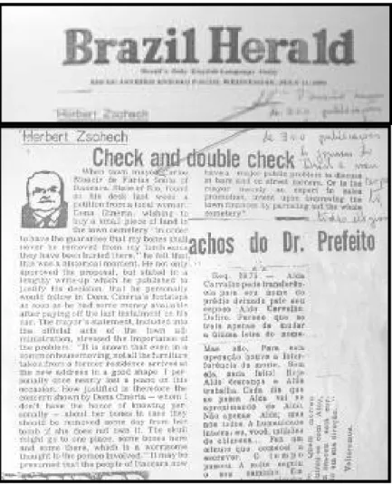 Figura 20: Coluna do jornalista Herbert  Zschech do jornal Brazil Herald – 11 de julho de 1973 
