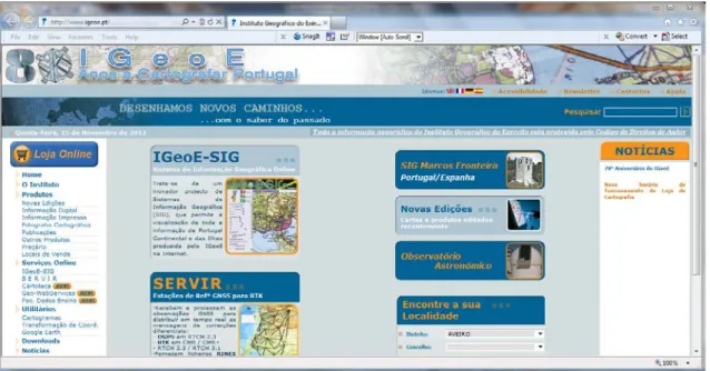 Figur a 2.21 - Site do IGe oE na Internet  