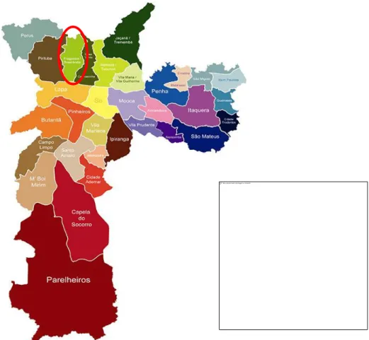 Figura 2: Mapa das Subprefeituras do Município de São Paulo 16    Em destaque, a Subprefeitura da Freguesia do Ó 17   