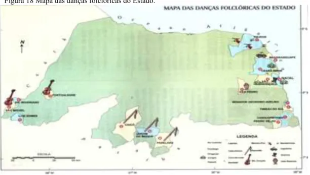 Figura 18 Mapa das danças folclóricas do Estado. 