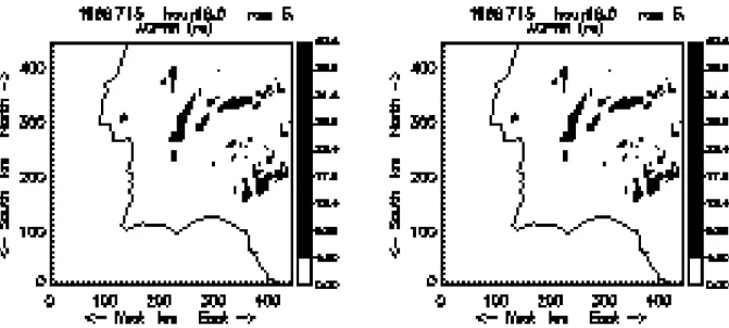 Figura 7 Simulação 13/07/99: anomalia da  precipitação acumulada das 00 às 18 UT 