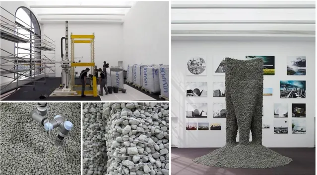 Figura 13 – Instalação rochosa “impressa em 3D” na Bienal de Arquitetura em Chicago (Gramazio et al