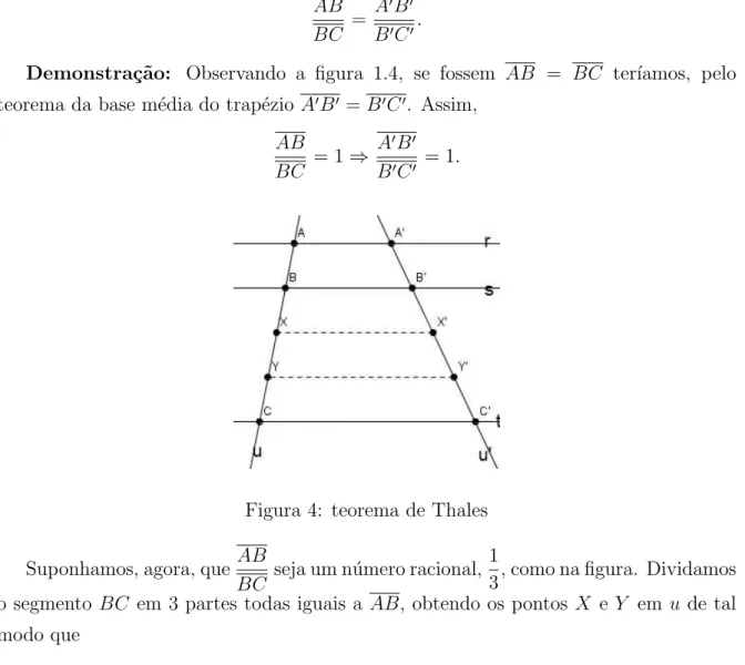 Figura 4: teorema de Thales Suponhamos, agora, que AB