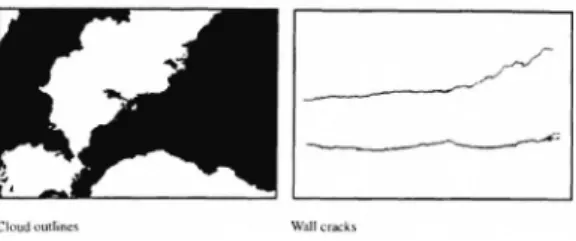 Figura 15: Exemlos de fractal em nuvens e muros [25].