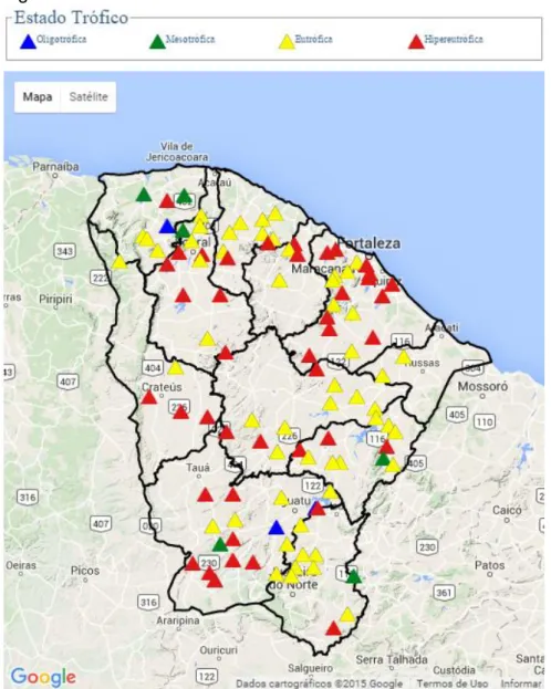 Figura 2  – Nível trófico de reservatórios do estado do Ceará.  