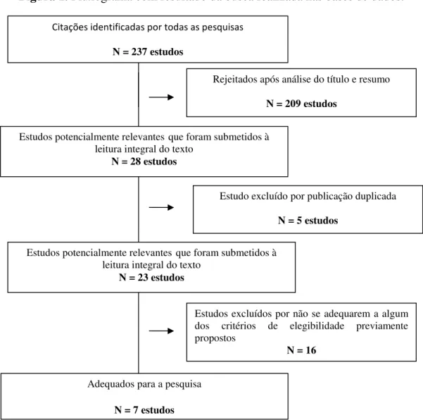 Figura 1. Fluxograma com resultado da busca realizada nas bases de dados. 