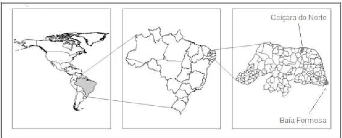 Figure  1.  Fishing  communities  sampled  in  the  north  (Caiçara  do  Norte)  and  in  the  eastern  (Baía  Formosa) of the Rio Grande do Norte State, Brazilian northeast 