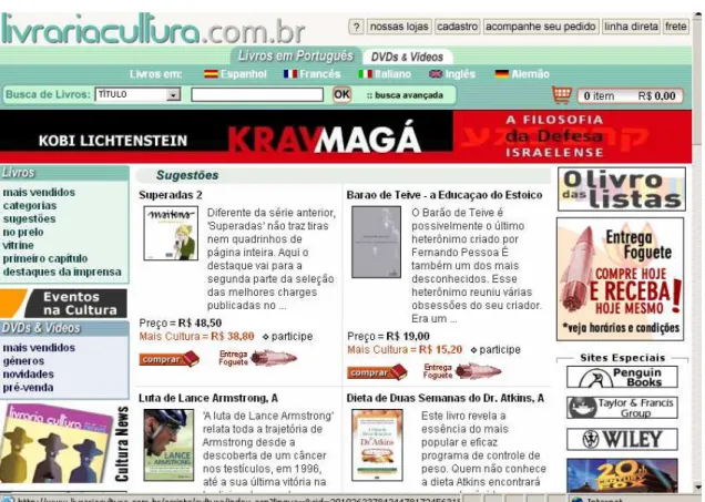 Figura 4.2 – Home page da loja virtual Livraria Cultura 