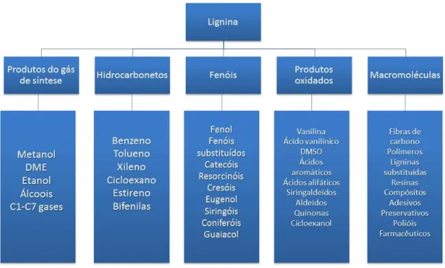 Figura 7: potenciais aplicações da lignina 