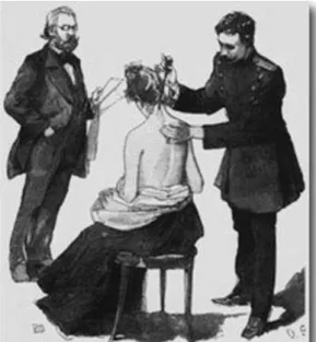 Figura 5 – Robert Koch injectando um doente com  tuberculina  e)