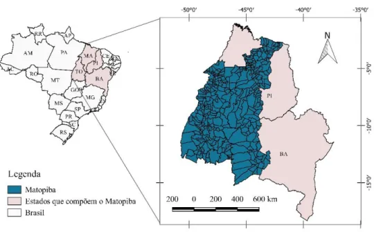 Figura 1 - Delimitação da região do MATOPIBA. 