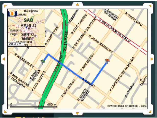 Fig. 2.3: Mapa de roteirização de trajeto entre as ruas Raul Devesa e Monte Alegre. 
