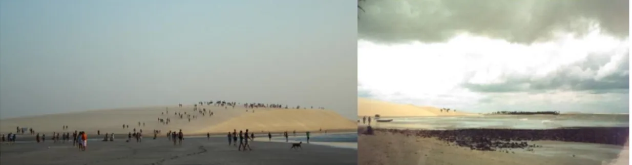 Figura 5. A praia sob o mesmo ângulo. A esquerda, em outubro de 2106 e a direita, na década de 80