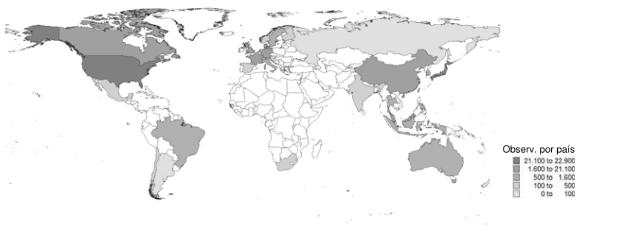 Figura 5 – Distribuição geográfica das observações da amostra