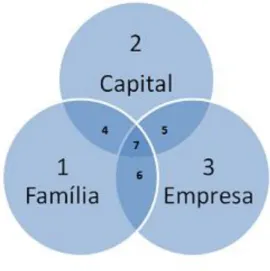 Figura Nº 1 - Modelo dos 3 círculos de uma Empresa Familiar 