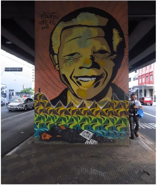 Figura 1 - Grafite de Mandela, em um dos pilares do minhocão na cidade de São Paulo 