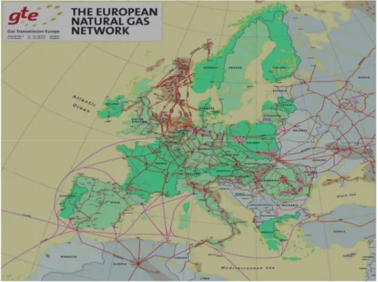 Figura 1.2 – Rede Europeia de Transporte de GN por pipelines (2007) 