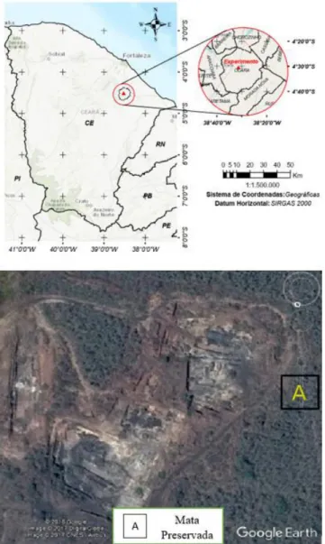 Figura 2  –  Localização da área de coleta das amostras de solo. Fonte: Google Earth. Garcia  2015