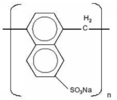 Figura 13: Monômero de um poli-naftaleno sulfonato de sódio linear (RIXOM, 1999,  RAMACHANDRAN, 1995,)