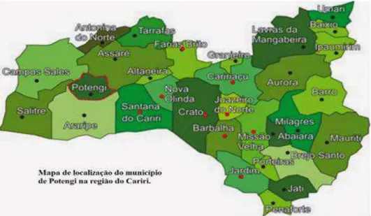 Figura 19 - Localização geográfica de Potengi na Região do Cariri 