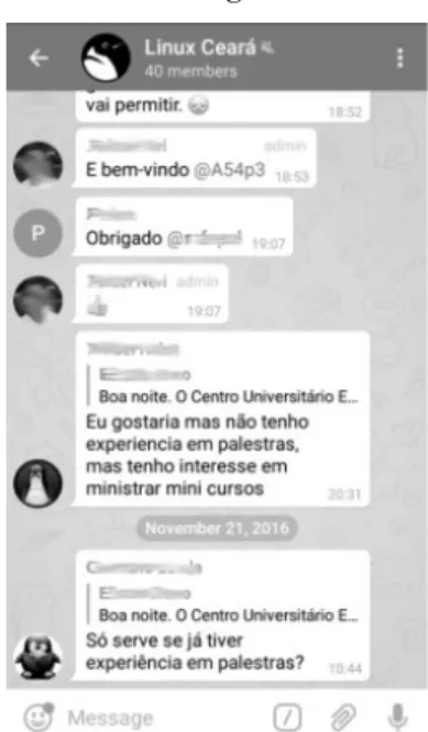 Figura 3: Grupo Linux Ceará no Telegram