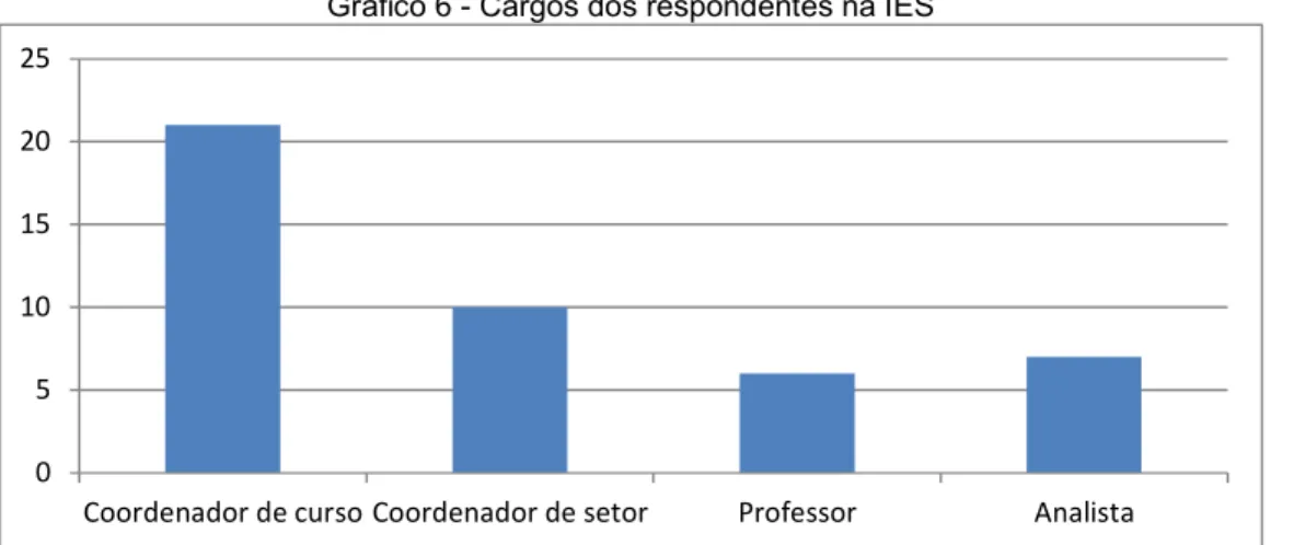 Gráfico 6 - Cargos dos respondentes na IES 