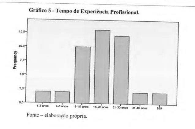 Gráfico  5  -  Tempo  de  E*p.riência  proÍissional.