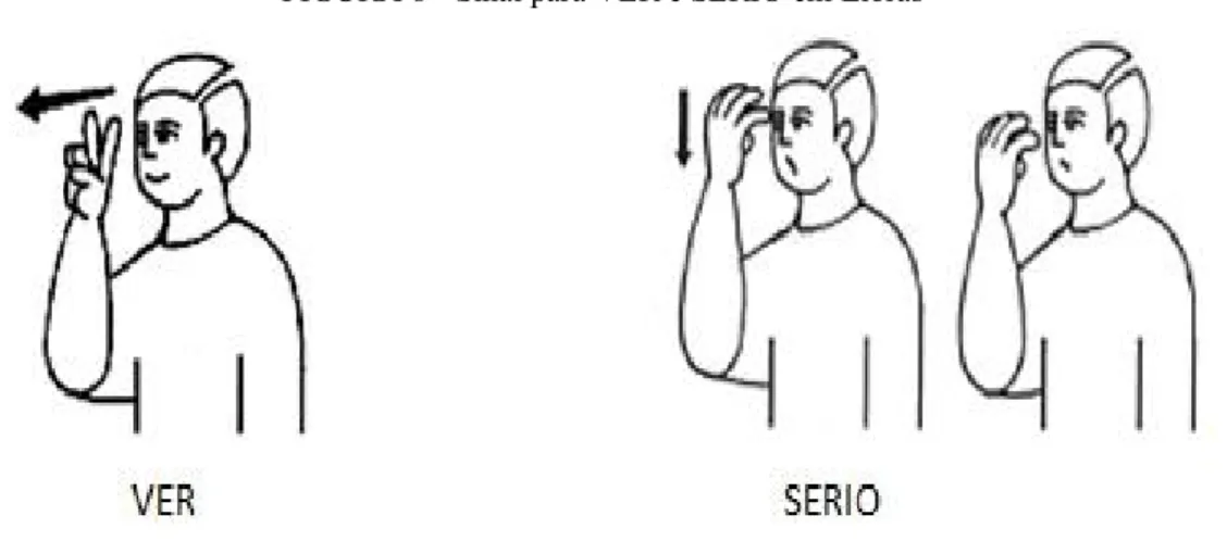 FIGURA 8 - Sinal para VER e SÉRIO em Libras 