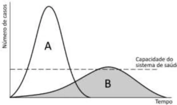 Figura 1 - Esquema das curvas epidêmicas de forma rápida (A) e de forma lenta (B) 