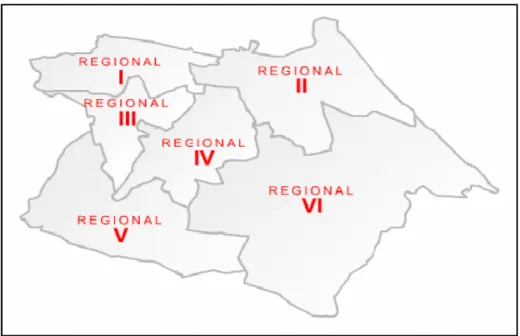 Figura 6 – Divisão da Cidade de Fortaleza em seis Regiões Administrativas 