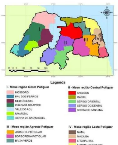 Figura 8 - Mesorregiões e microrregiões do Estado do Rio Grande do Norte. 