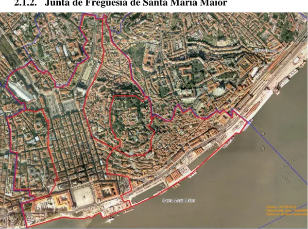 Figura 4: Mapa da região de Santa Maria Maior, conforme visto na Carta Administrativa Oficial de Portugal  (CAOP, 2016)