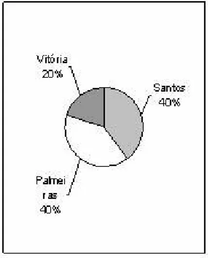 Gráfico 1: Gráfico de setores indicando o time favorito dos alunos 