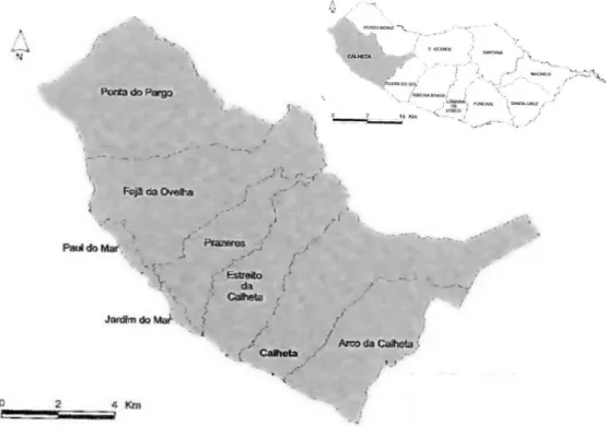 Figura 8: Concelho da Calheta e sua divisão administrativa (Figueiredo, 2008:13).