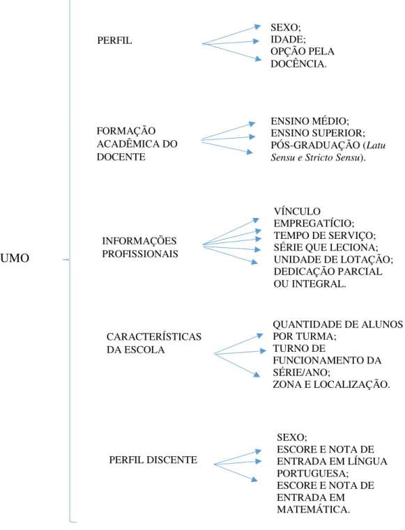 Figura 6 – Arquitetura do modelo de avaliação docente na dimensão dos insumos 