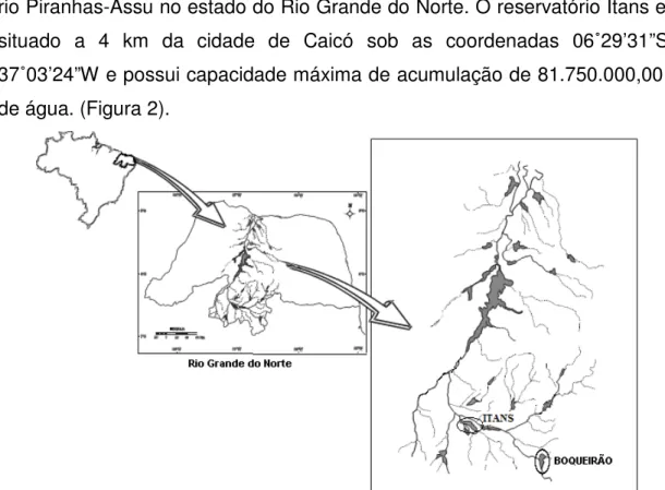 Figura  2:  Localização  dos  reservatórios  Boqueirão  de  Parelhas  e  Itans  de  Caicó (RN)