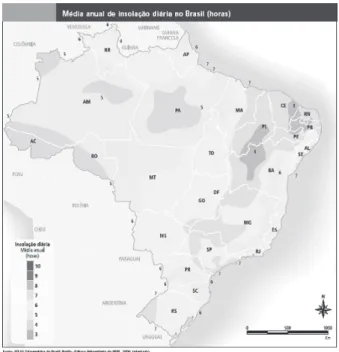 Figura 1 – Média anual de insolação direta no Brasil.