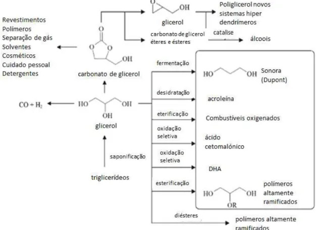 Figura 9. O glicerol como uma plataforma para produtos químicos funcionais 