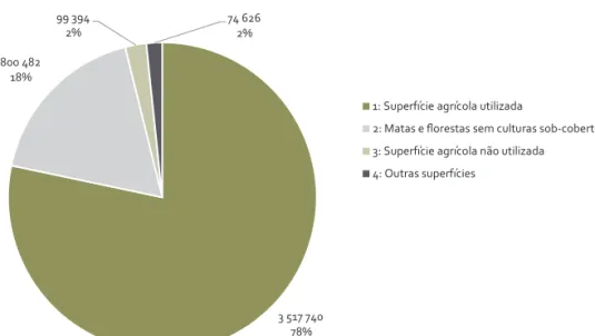Gráfico 3 - Superfície gerida pelas explorações agrícolas por tipo de utilização do solo - 2013